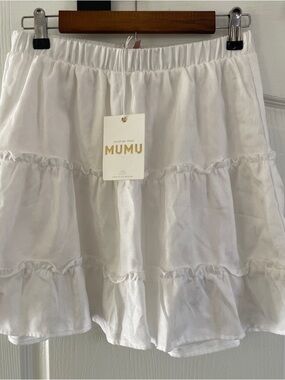 Show Me Your MuMu NWT White Tiered Ruffle Mini Skirt